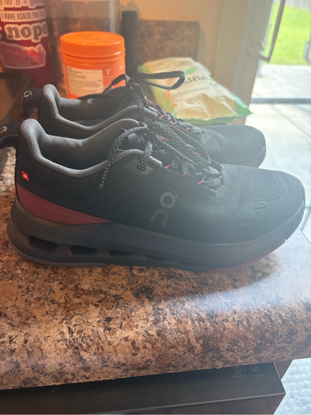 On Running Cloud Black & Burgundy Running Shoes